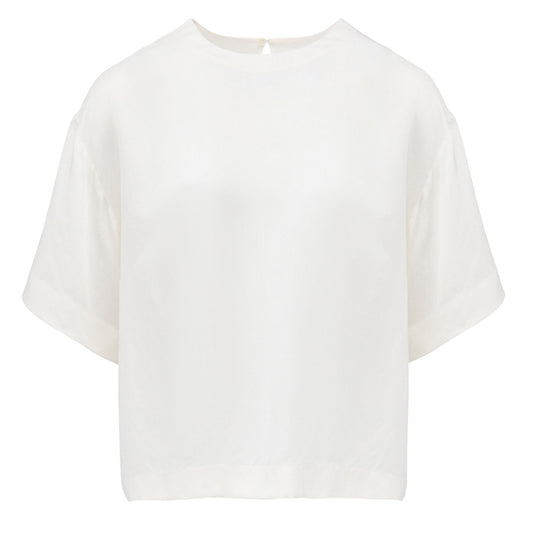 Polo Ralph Lauren - Satin SS Crew Neck Blouse in Trophy Cream.