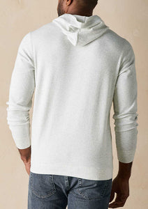 Model wearing The Normal Brand - Puremeso Essential Hoodie in Stone - back.
