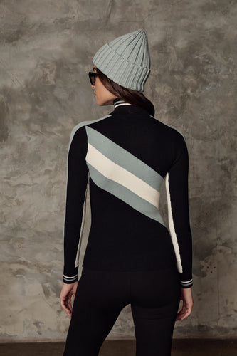 Model wearing Alp N Rock - Tanya 1/2 Zip Sweater in Black - back.