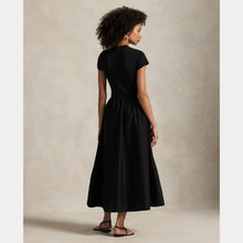 Load image into Gallery viewer, Model wearing Polo Ralph Lauren - Crewneck SS A-Line Dress in Black - back.
