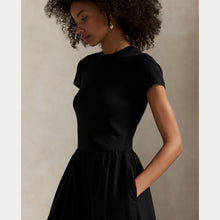 Load image into Gallery viewer, Model wearing Polo Ralph Lauren - Crewneck SS A-Line Dress in Black.
