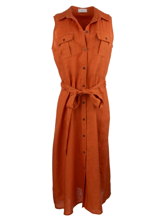 Kut from the Kloth - Bowtie-Btn Down A Line Slvless Dress in Orange.