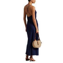 Load image into Gallery viewer, Model wearing Polo Ralph Lauren - Linen Sleeveless A-Line Dress in Newport Navy.
