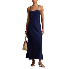 Load image into Gallery viewer, Model wearing Polo Ralph Lauren - Linen Sleeveless A-Line Dress in Newport Navy.

