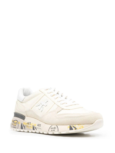 Premiata Men's Landeck Lace Up Sneaker VAR 6136 in Off White.