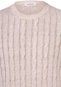 Gran Sasso - Linen Cable Crew Neck Sweater in Off White.