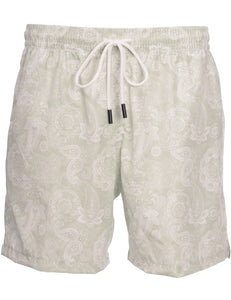 Gran Sasso - Recycled Microfiber Swim Trunks in Light Green/White.