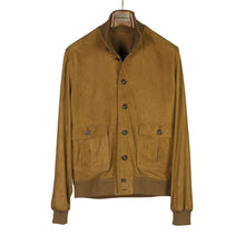 Load image into Gallery viewer, Valsta Suede Bomber Jacket in Sandal.
