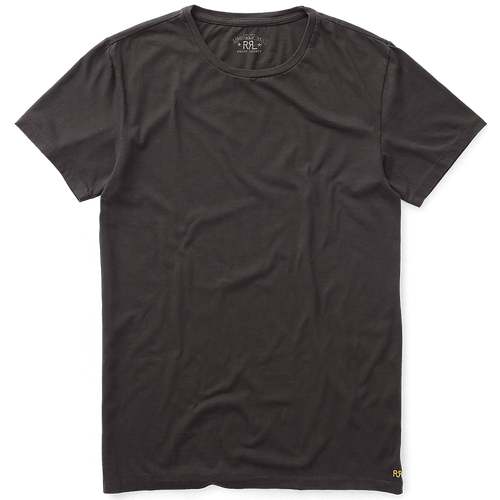 RRL cotton jersey crewnect t-shirt in faded black canvas.