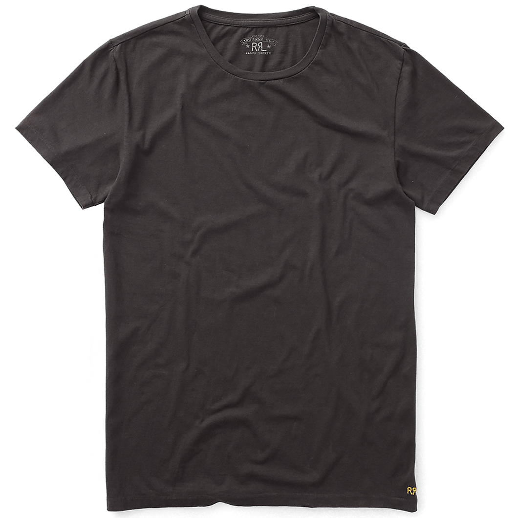 RRL cotton jersey crewnect t-shirt in faded black canvas.
