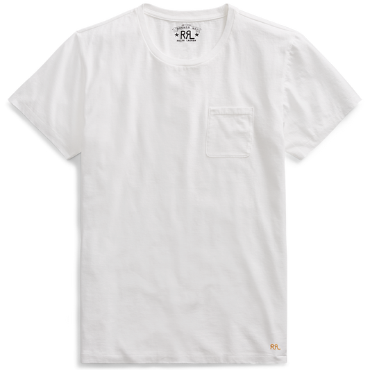 RRL cotton jersey pocket t-shirt in white.