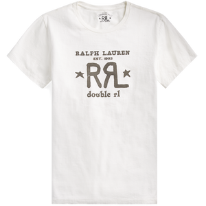 RRL logo crewneck t-shirt in paper white.