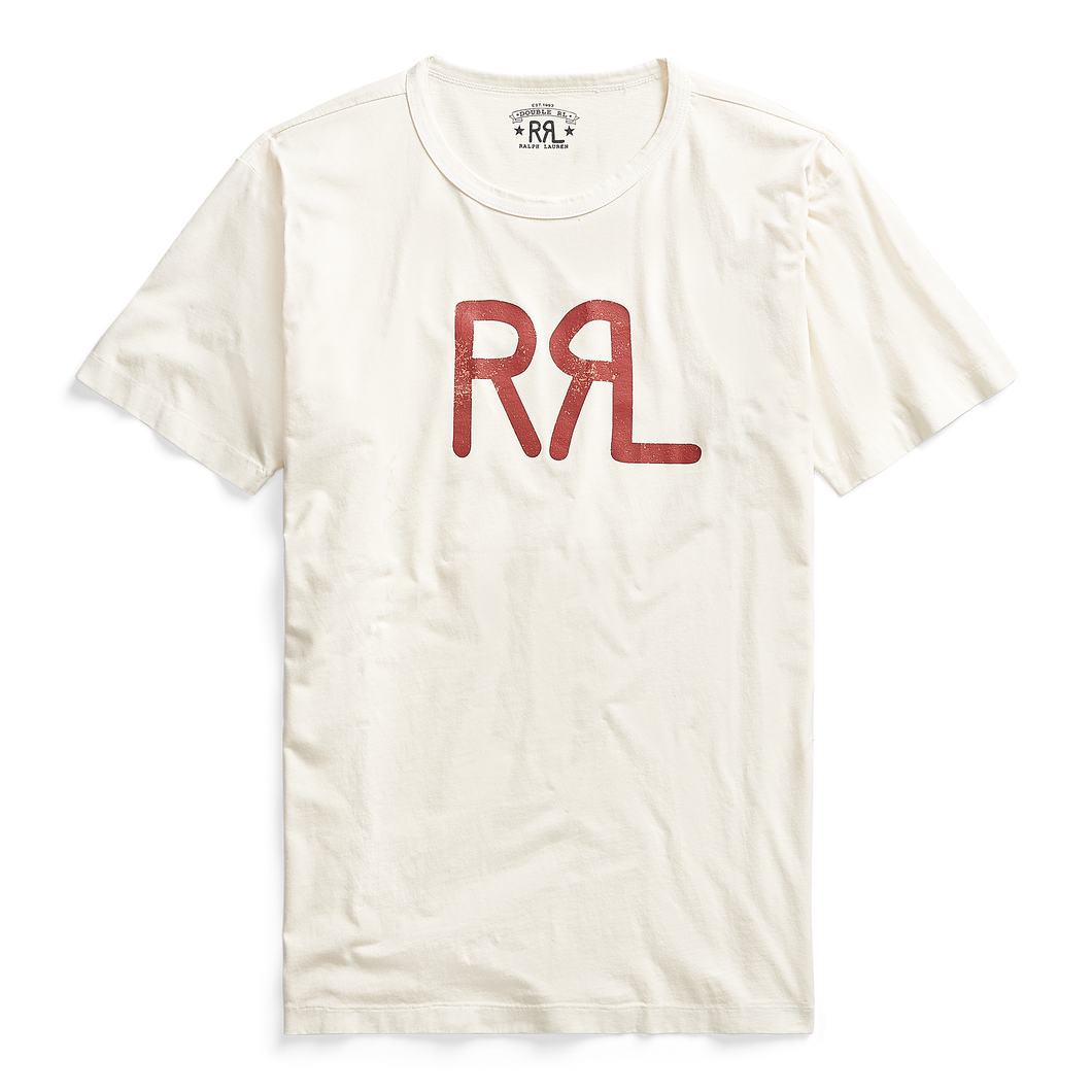 RRL logo cotton jersey t-shirt in natural.