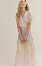 Load image into Gallery viewer, Model wearing Sadie &amp; Sage - Beach Town Tiered Maxi Dress in Pink Multi.

