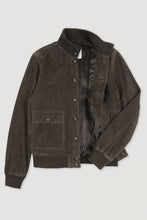 Load image into Gallery viewer, Valstar Suede Bomber Jacket in Muschio.
