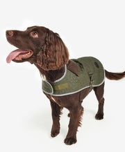 Load image into Gallery viewer, Barbour Paw Quilt Dog Coat in Olive.
