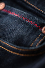 Load image into Gallery viewer, &amp;Sons Trading Co Brandon indigo jeans red stitching.
