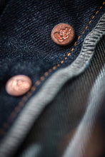 Load image into Gallery viewer, &amp;Sons Trading Co Brandon indigo jeans rivets.
