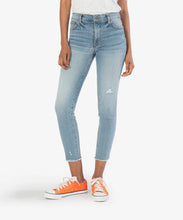 Load image into Gallery viewer, Model wearing Kut From The Kloth - Connie High Rise Fab Ab Crop KC1473MA3 in Thinker w/ Med Base Wash.
