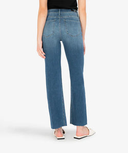 Model wearing Kut From The Kloth - Kelsey High Rise Fab AB Ankle Flare KP1578MA1 in Propelled w/ Med - back.