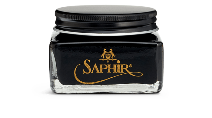 Saphir black shell cordovan shoe cream.