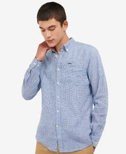 Load image into Gallery viewer, Model wearing Barbour Linton Tailored Shirt in Navy.
