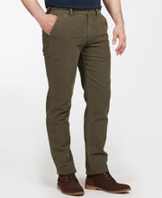Load image into Gallery viewer, Model wearing Barbour Neuston Moleskin Pants in Dark Olive.
