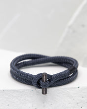 Load image into Gallery viewer, Pig &amp; Hen Tiny Ted slate gray with black buckle bracelet.
