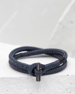 Pig & Hen Tiny Ted slate gray with black buckle bracelet.