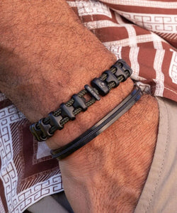 Pig & Hen Bold Bob Bracelet in Army/Black