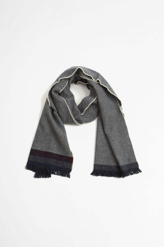 Begg & Co - Wash Vaudie Weavers Wool Cashmere Scarf in Navy Burgundy
