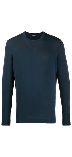 Drumohr long sleeve crrew neck knit in navy.