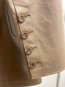Mackintosh women's tan raincoat's sleeve.