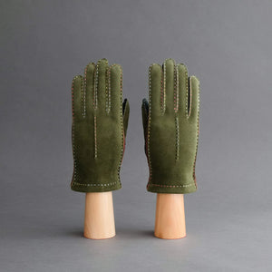 Thomas Riemer - Ladies Gloves From Green Goatskin - Lined with Cashmere in Green multi.