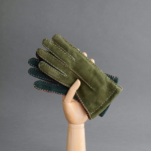 Thomas Riemer - Ladies Gloves From Green Goatskin - Lined with Cashmere in Green multi.