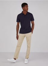 Load image into Gallery viewer, Model wearing Sunspel Riviera Polo Shirt Navy.
