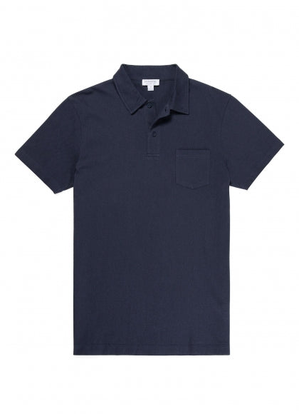 Sunspel Riviera Polo Shirt Navy.