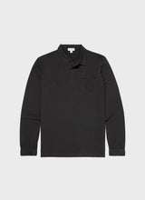 Load image into Gallery viewer, Sunspel - Cotton Riviera LS Polo Shirt in Black.

