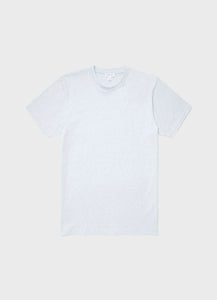 Sunspel - Riviera Organic Crew Neck S/S T-Shirt in Pastel Blue Melange.