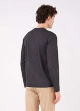 Load image into Gallery viewer, Model wearing Sunspel - Riviera LS Crew Neck T-shirt in Charcoal Melange - back.
