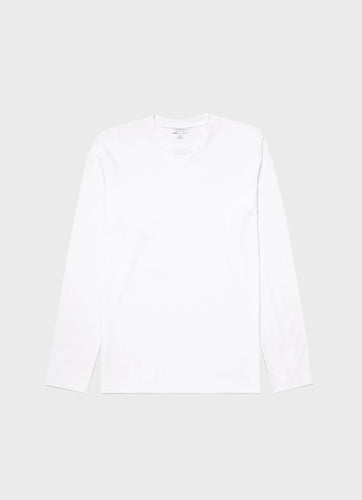 Sunspel - Riviera LS Crew Neck Supima Cotton T-shirt in White.
