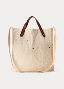 RRL canvas logo market tote in greige.