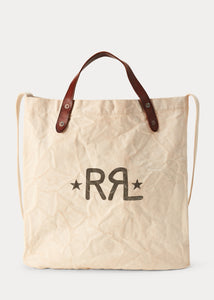 RRL canvas logo market tote in greige.