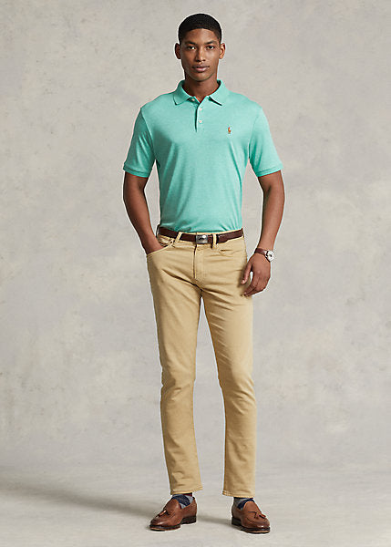 Model wearing POLO Ralph Lauren - Sullivan Slim Knitlike Chino Pant in Boating Khaki.