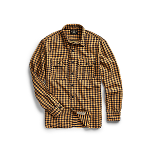 RRL Checked Twill Workshirt in Yellow/Black check.