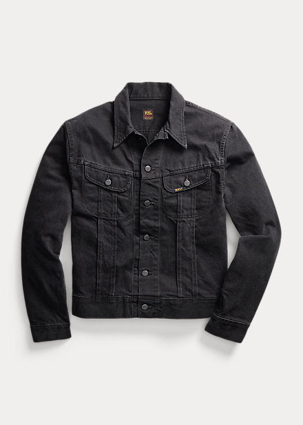 RRL Worn In Black Denim Trucker Jacket Louie