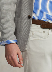 Model wearing POLO Ralph Lauren - Sullivan Slim Knitlike Chino Pant in Dove Grey.