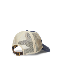Load image into Gallery viewer, Polo Ralph Lauren - Stretch Twill Classic Sport Trucker Hat with License Plate Emblem in Newport Navy - back.
