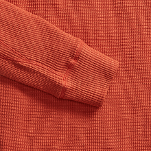 Load image into Gallery viewer, RRL - Long Sleeve Textured Cotton Waffle Knit Shirt in Orange.
