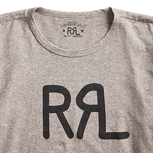 RRL - Short-Sleeve Ranch Brand Logo Cotton Jersey Crewneck Tee Shirt in Heather Grey.